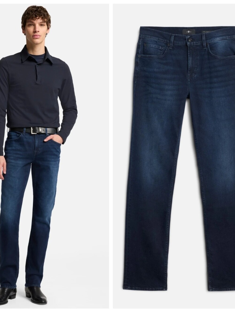 7 For All Mankind The Straight Men's 30 Dark Blue Wash Jean Straight Leg Stretch
